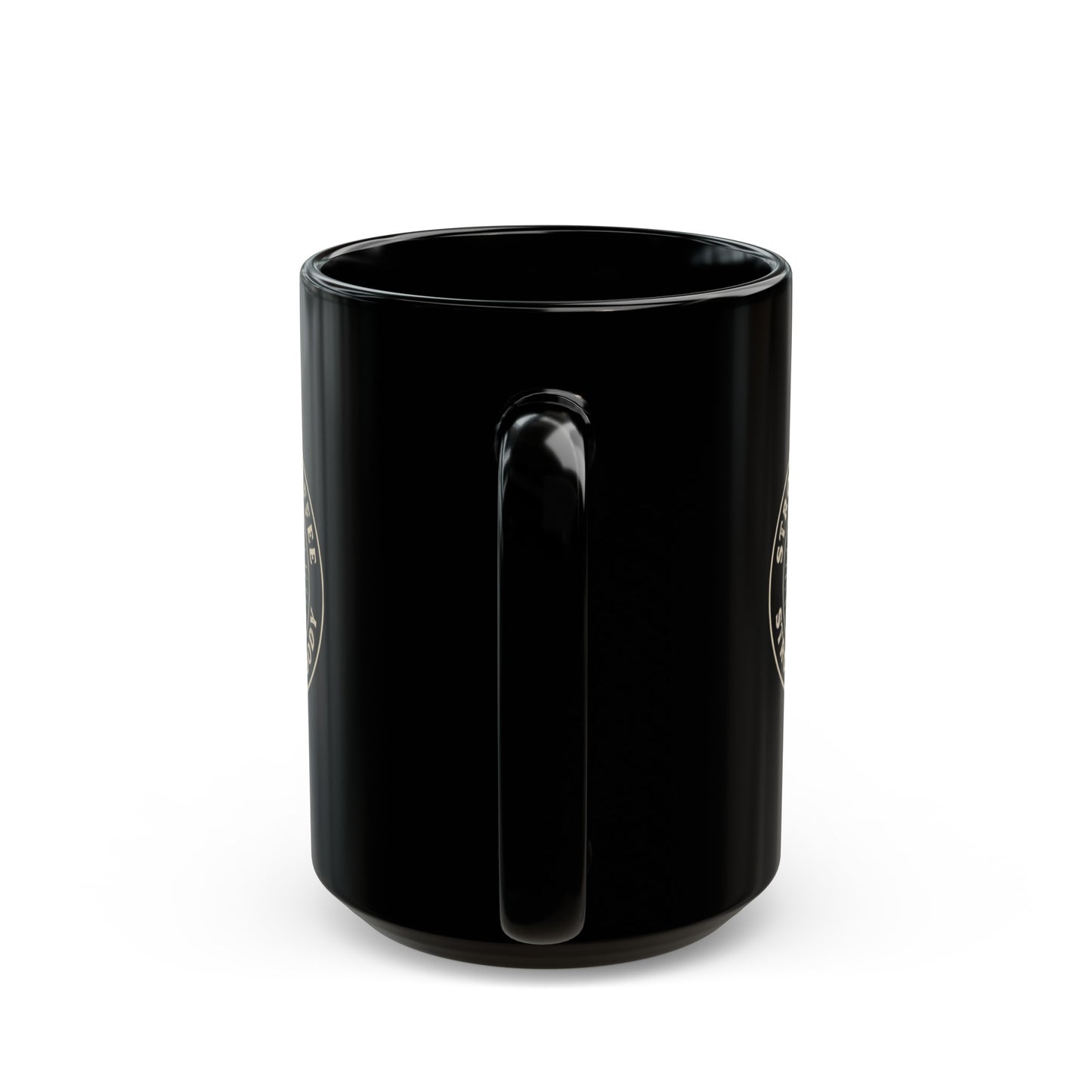 Strong Coffee, Stronger Body Black Mug (11oz, 15oz)